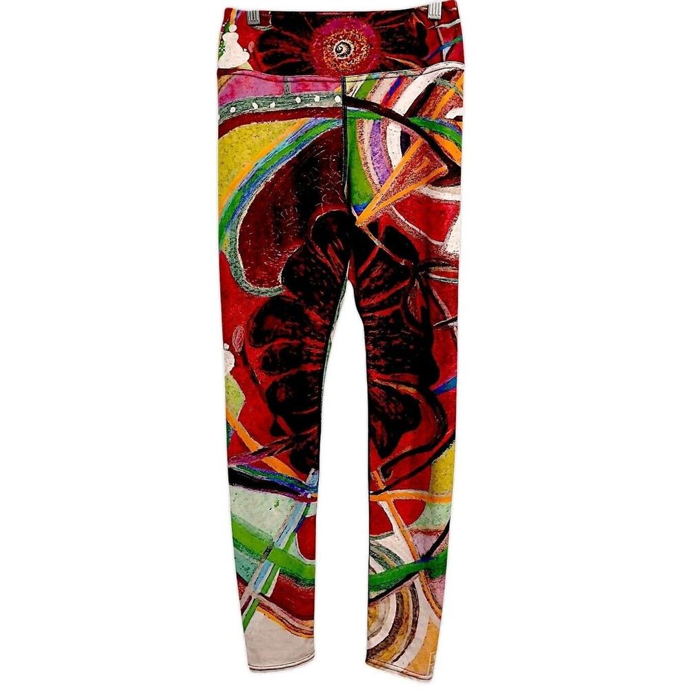 RARE Debbie Dannheisser Leggings M Nicole's Abstract Fine Art Deco Hippie Boho